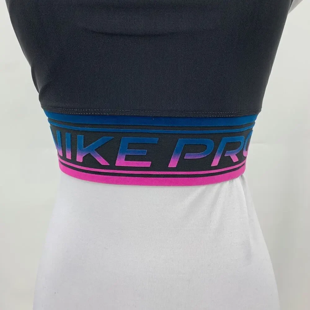 Nike Pro Sports Bra Womens S Small‎ Multi Dri Fit Mesh Panel Racerback Logo Band